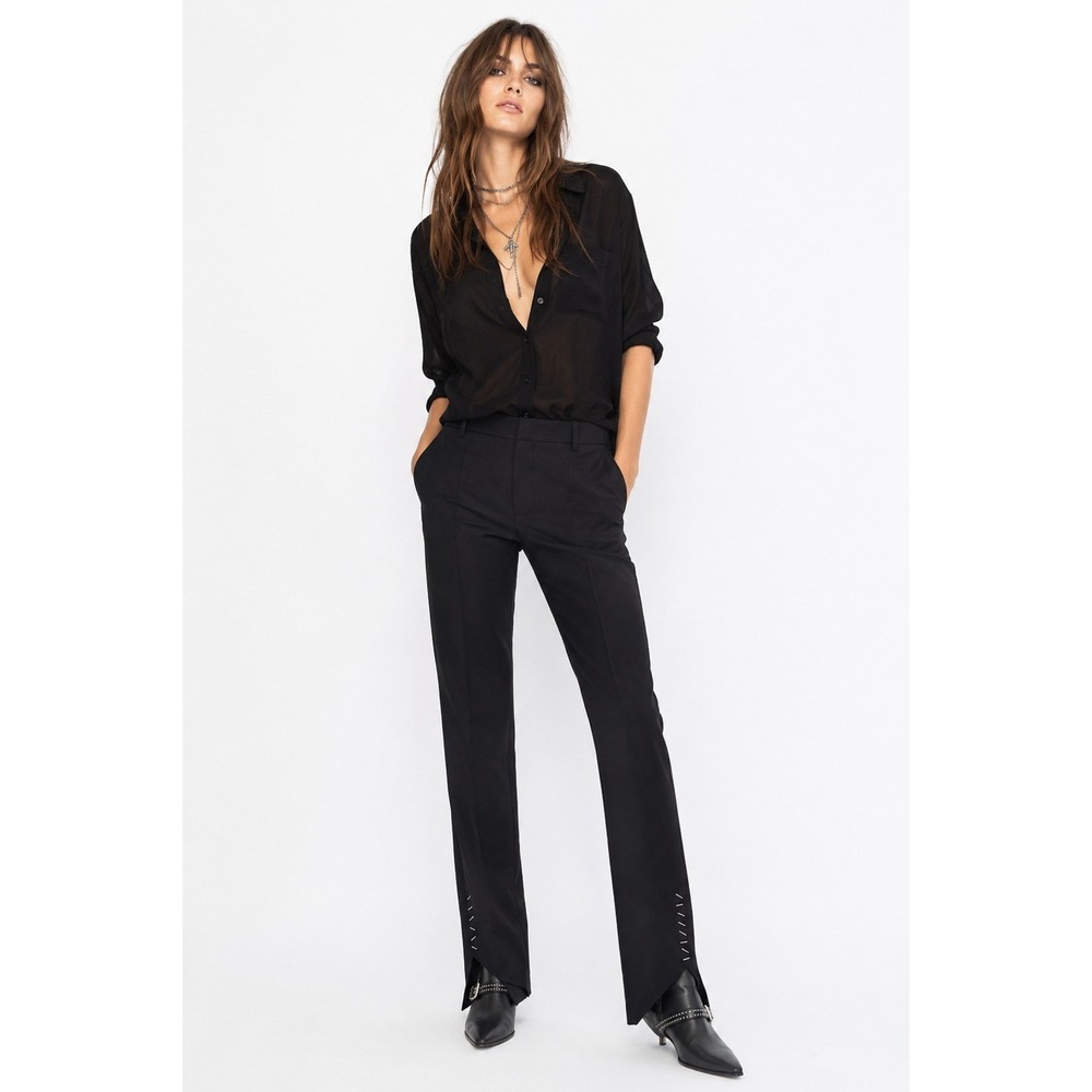 ZADIG & VOLTAIRE NWT‎ Black Tailored Metal Stud Ankle Trousers Rock Chic Pants